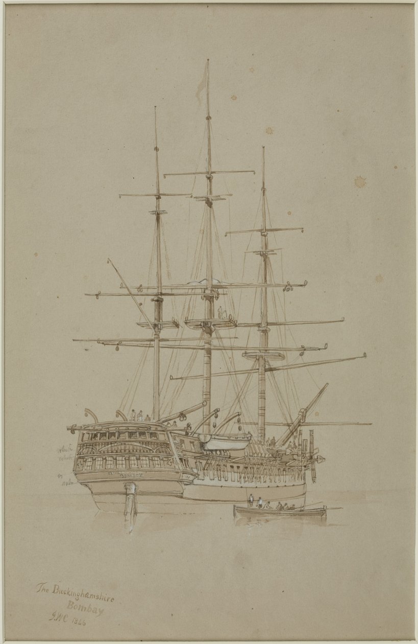 Buckinghamshire, Bombay (ceruza és akvarell (monokróm) papíron (szürke)) alkotó: John Wilson Carmichael