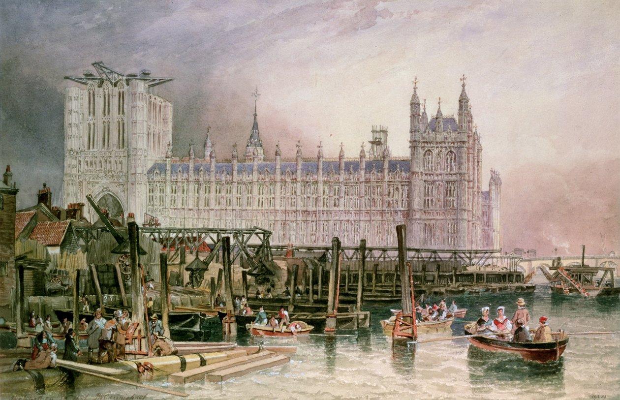 A Parlament házai az építés során alkotó: John Wilson Carmichael
