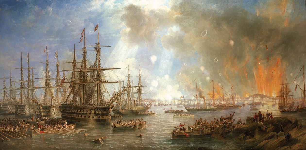 Sveaborg (Finnország) bombázása, augusztus 9. alkotó: John Wilson Carmichael