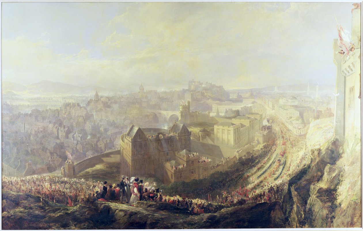 IV. György belépése Edinburghba a Carlton Hillről, 1822 alkotó: John Wilson Ewbank