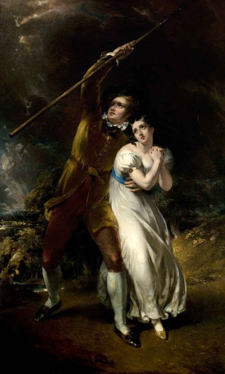 Celadon és Amelia a viharban, 1840-49 alkotó: John Wood