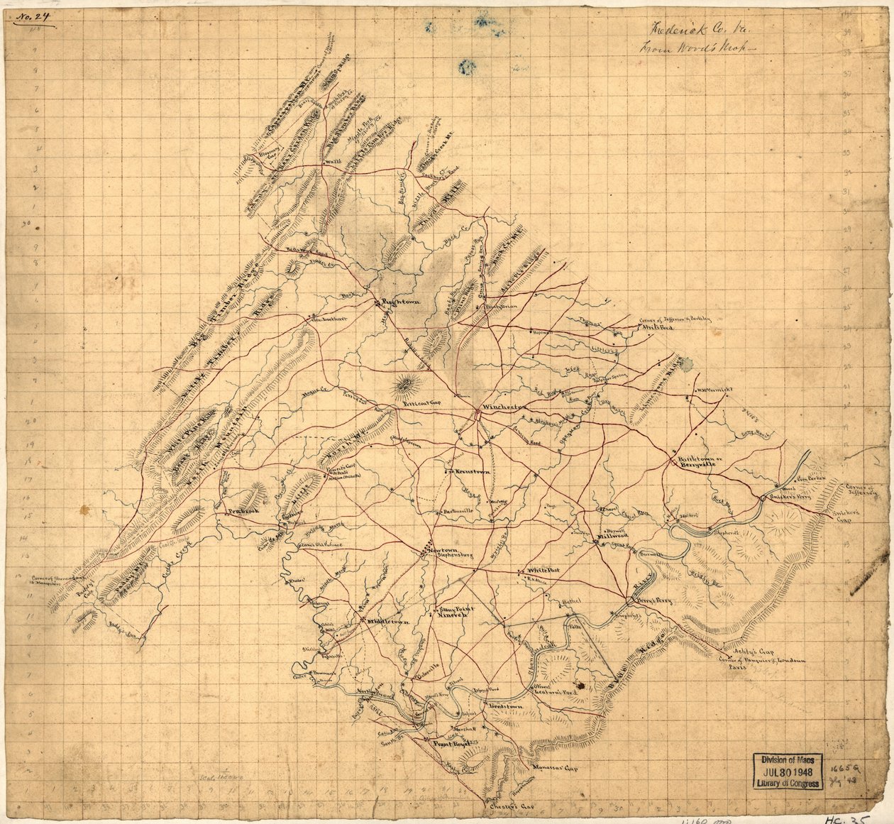 Frederick Co. Va., Wood térképe alapján. LOC 2002627443 alkotó: John Wood