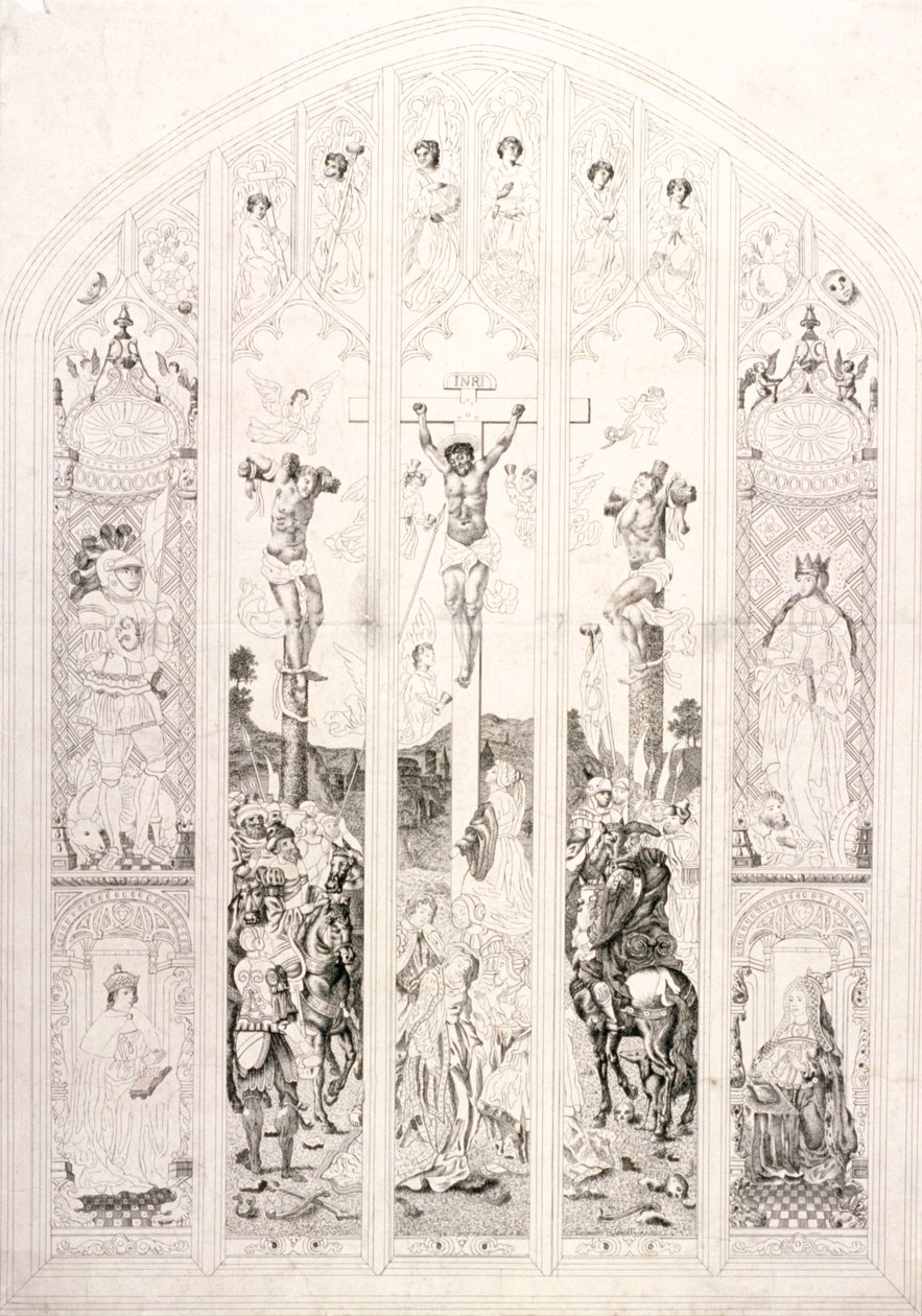 Keleti ablak St Margaretben, Westminsterben, a keresztre feszítést ábrázolva, London, 1787 alkotó: John Wright