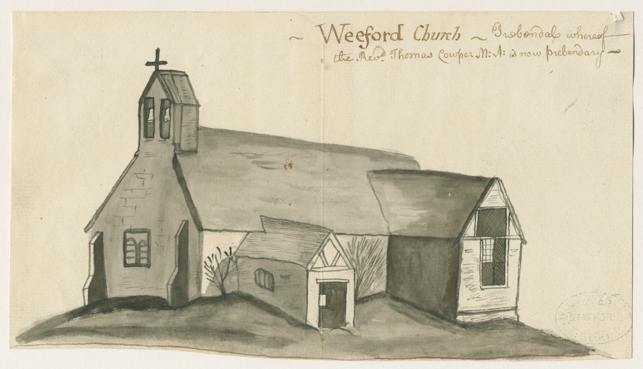 Weeford Church: szépia mosás rajz, nd [1784] (rajz) alkotó: John Wright