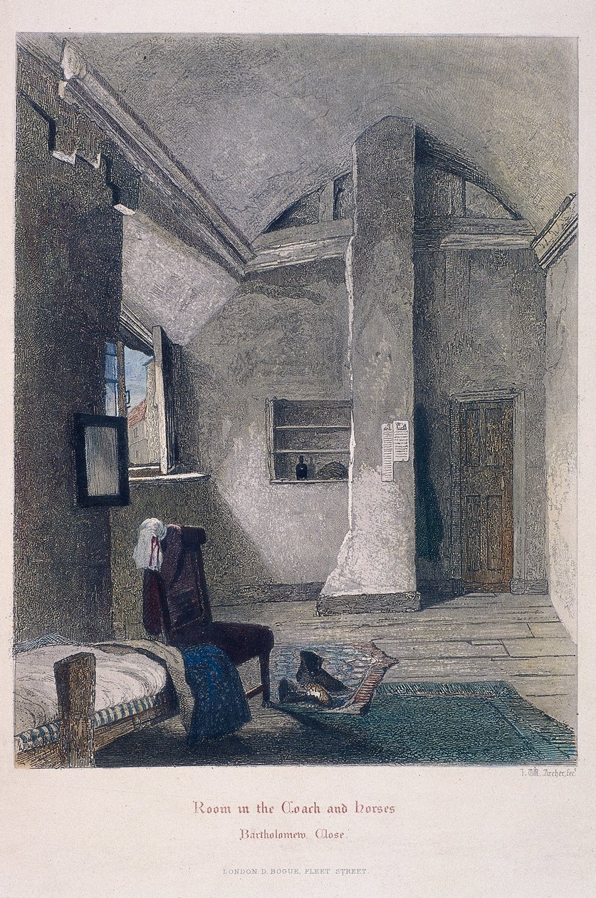 Coach and Horses Inn, Bartholomew Close, London, 1851 alkotó: John Wykeham Archer