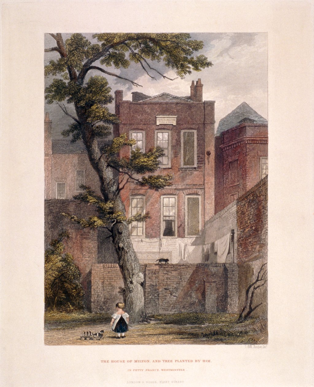 Kilátás Milton rezidenciájára, Petty France, Westminster, London, 1851 alkotó: John Wykeham Archer