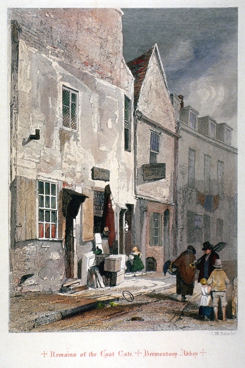 Kilátás a St Saviour apátság keleti kapu maradványaira, Bermondsey, London, 1851 alkotó: John Wykeham Archer