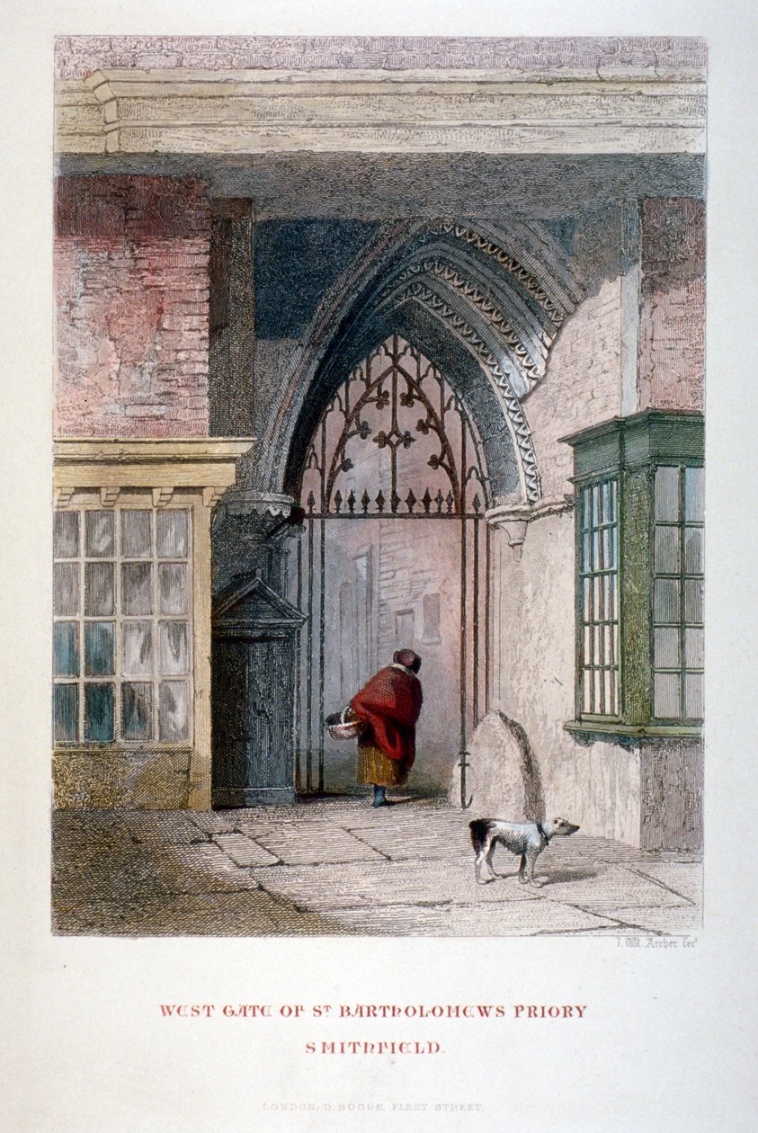 Nagy Szent Bertalan rendház nyugati kapuja, Smithfield, London City, 1851 alkotó: John Wykeham Archer
