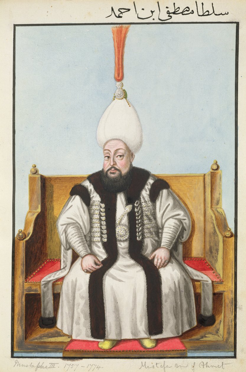 Mustapha III (1717–74) szultán 1757–74, a „Török császárok portréi” sorozatból alkotó: John Young