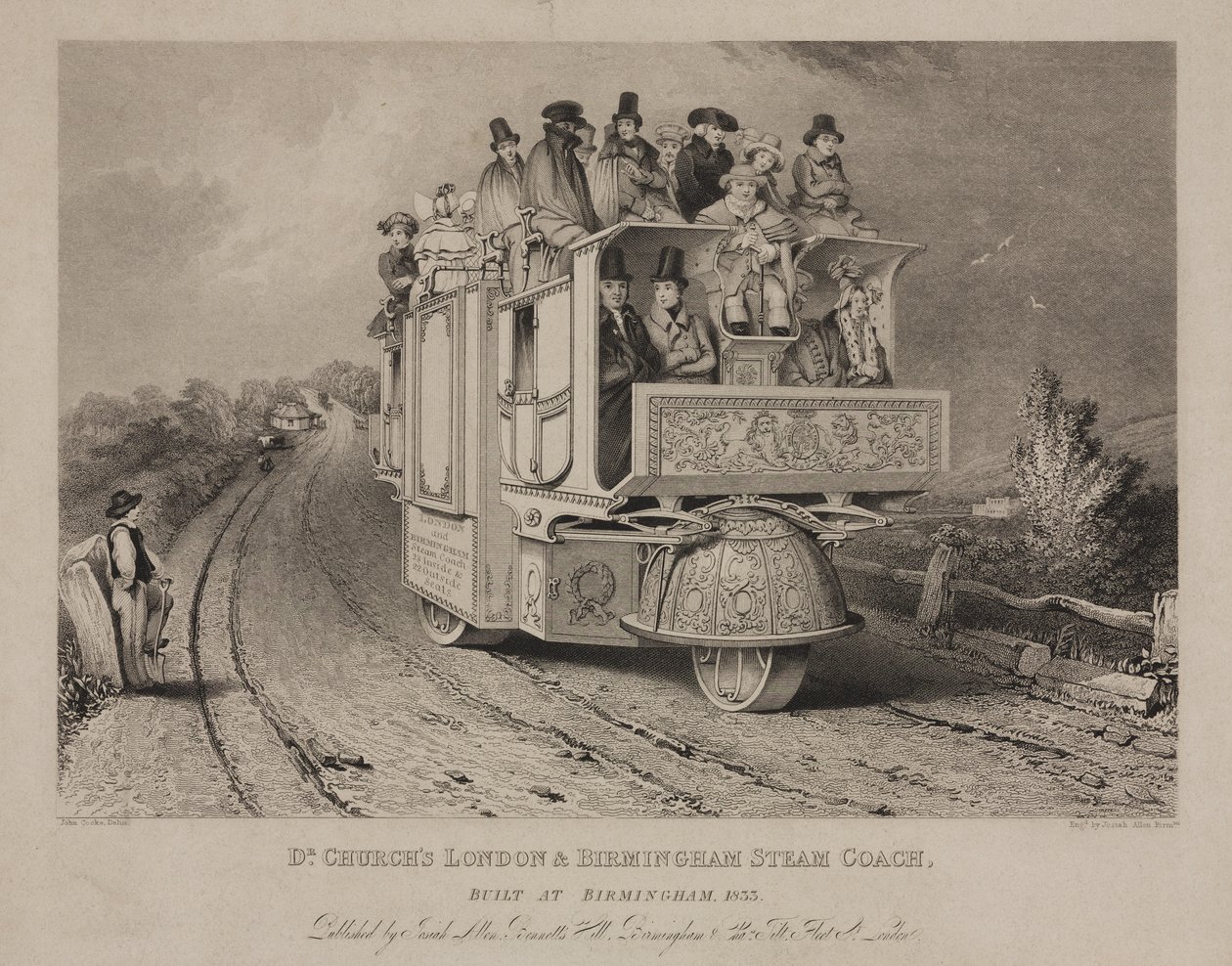 Dr. Churchs London & Birmingham Steam Coach, 1833 alkotó: John after Cooke