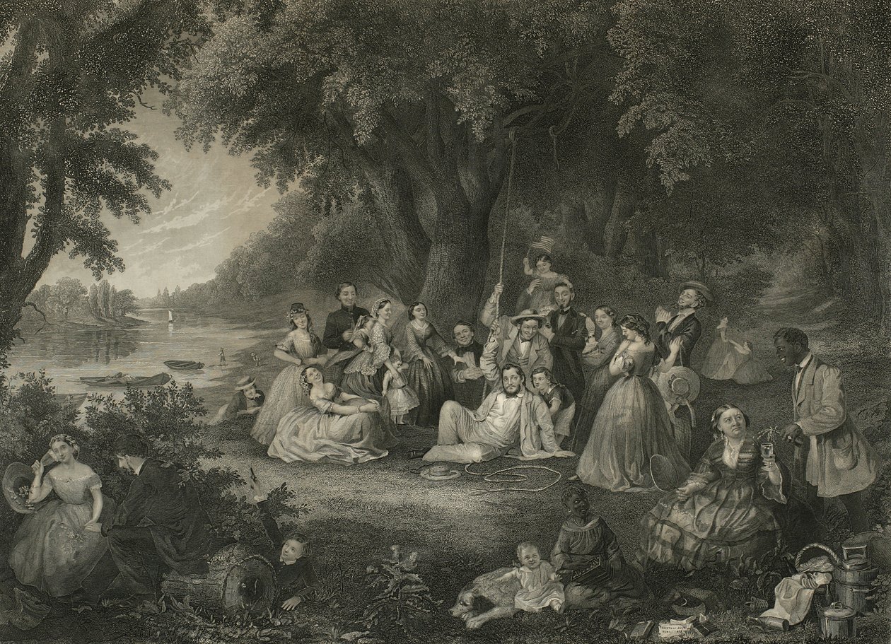 Piknik július negyedikén, 1864 körül (vegyes metszet) alkotó: John and Hollyer Rogers