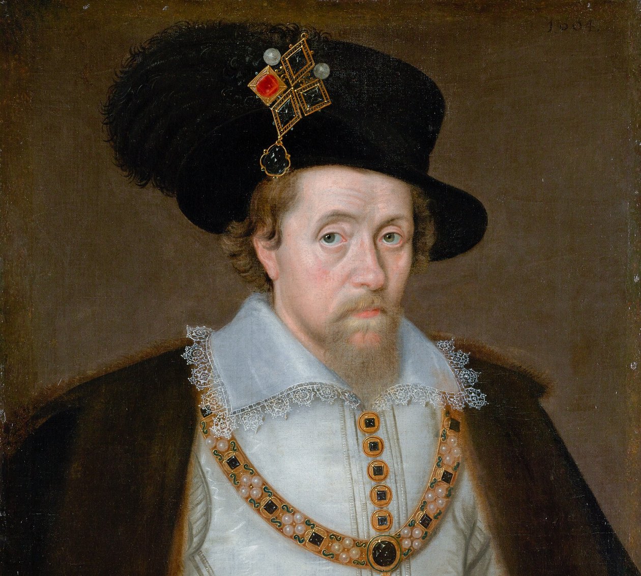 VI. és I. Jakab, 1566 - 1625, Skócia királya 1567 - 1625, Anglia és Írország királya 1603 - 1625 alkotó: John de Critz