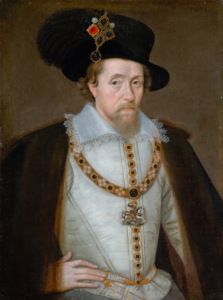 VI. és I. Jakab, 1566 - 1625, Skócia királya 1567 - 1625, Anglia és Írország királya 1603 - 1625 alkotó: John de Critz