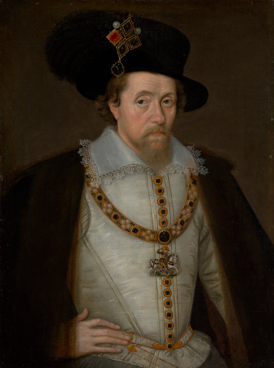 VI. és I. Jakab, 1566 - 1625, Skócia királya 1567 - 1625, Anglia és Írország királya 1603 - 1625 alkotó: John de Critz