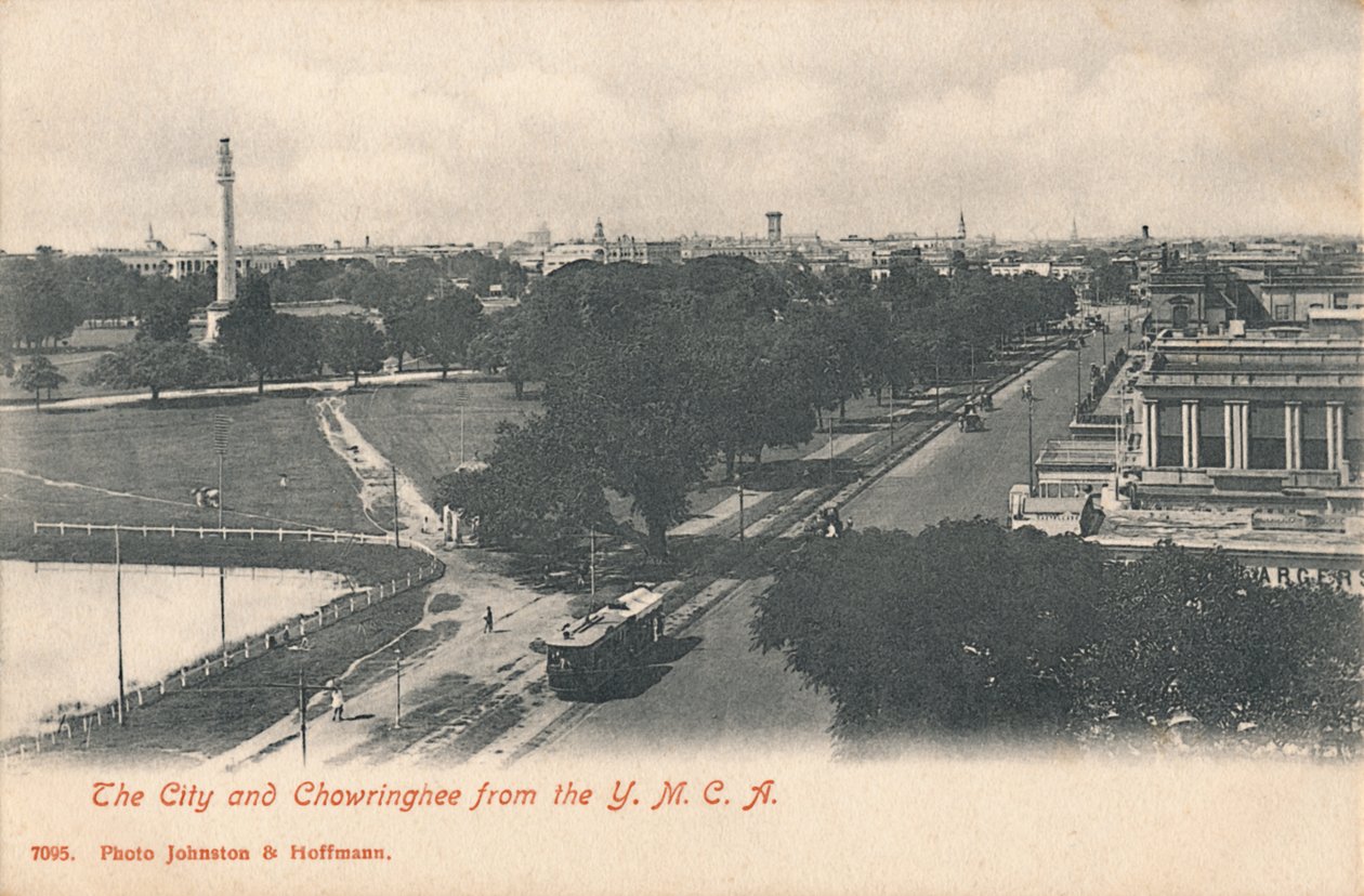 „The City and Chowringhee from the Y.M.C.A.”, 20. század eleje. alkotó: Johnston and Hoffmann