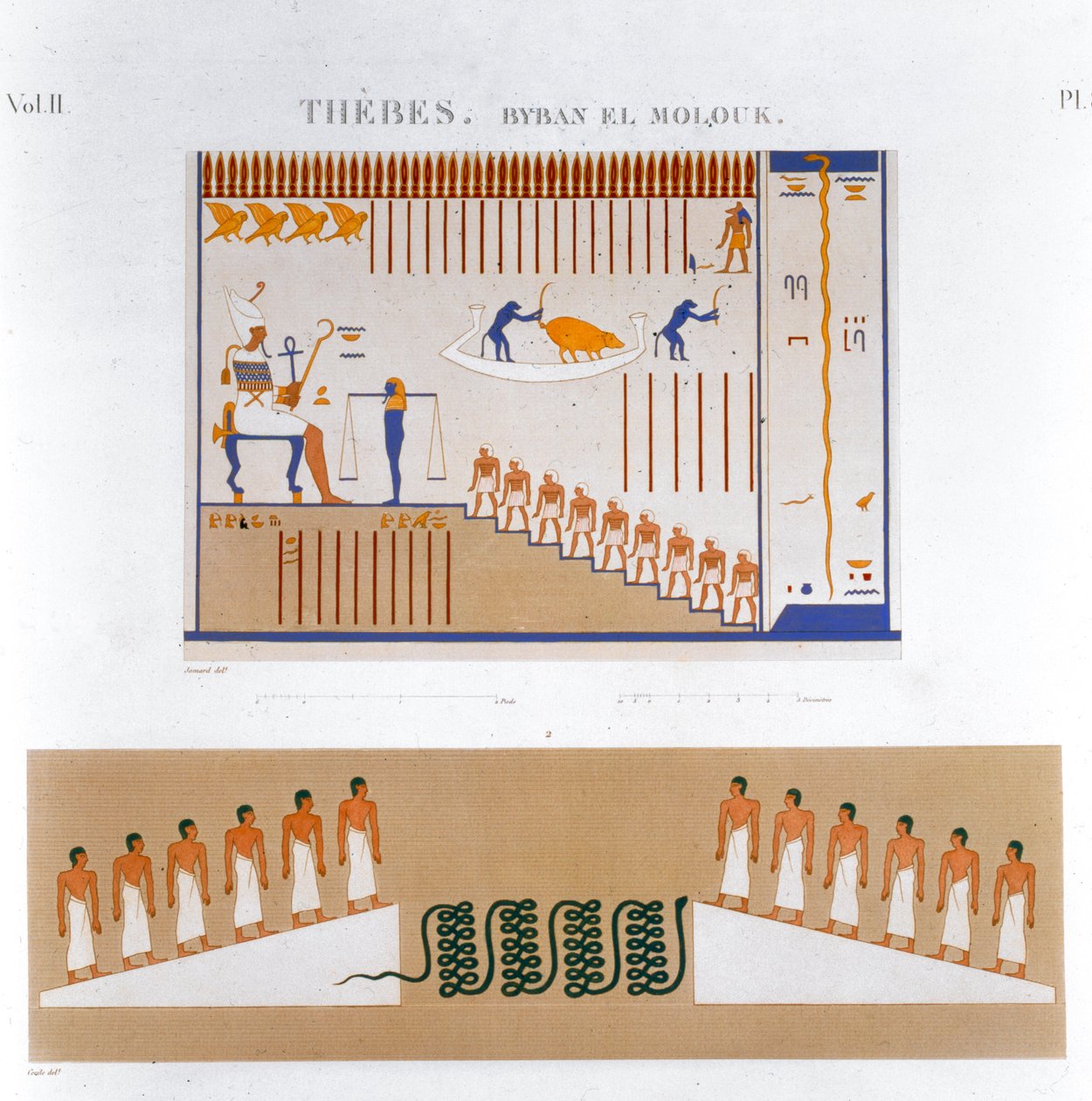 Freskók illusztrációi Byban el Moloukból, Théba, Egyiptom, 1822 alkotó: Jomard