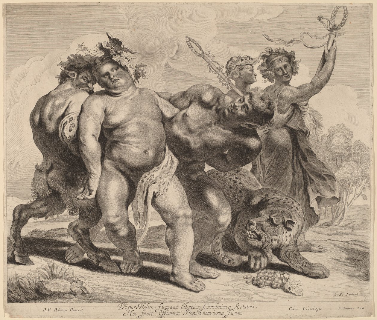 Bacchus részegsége alkotó: Jonas Suyderhoff after Sir Peter Paul Rubens