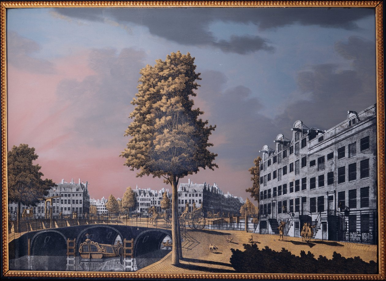 Kilátás a Binnenamstelre és a Nieuwe Herengrachtra néző Herengrachtra, Amszterdam, 1776 alkotó: Jonas Zeuner