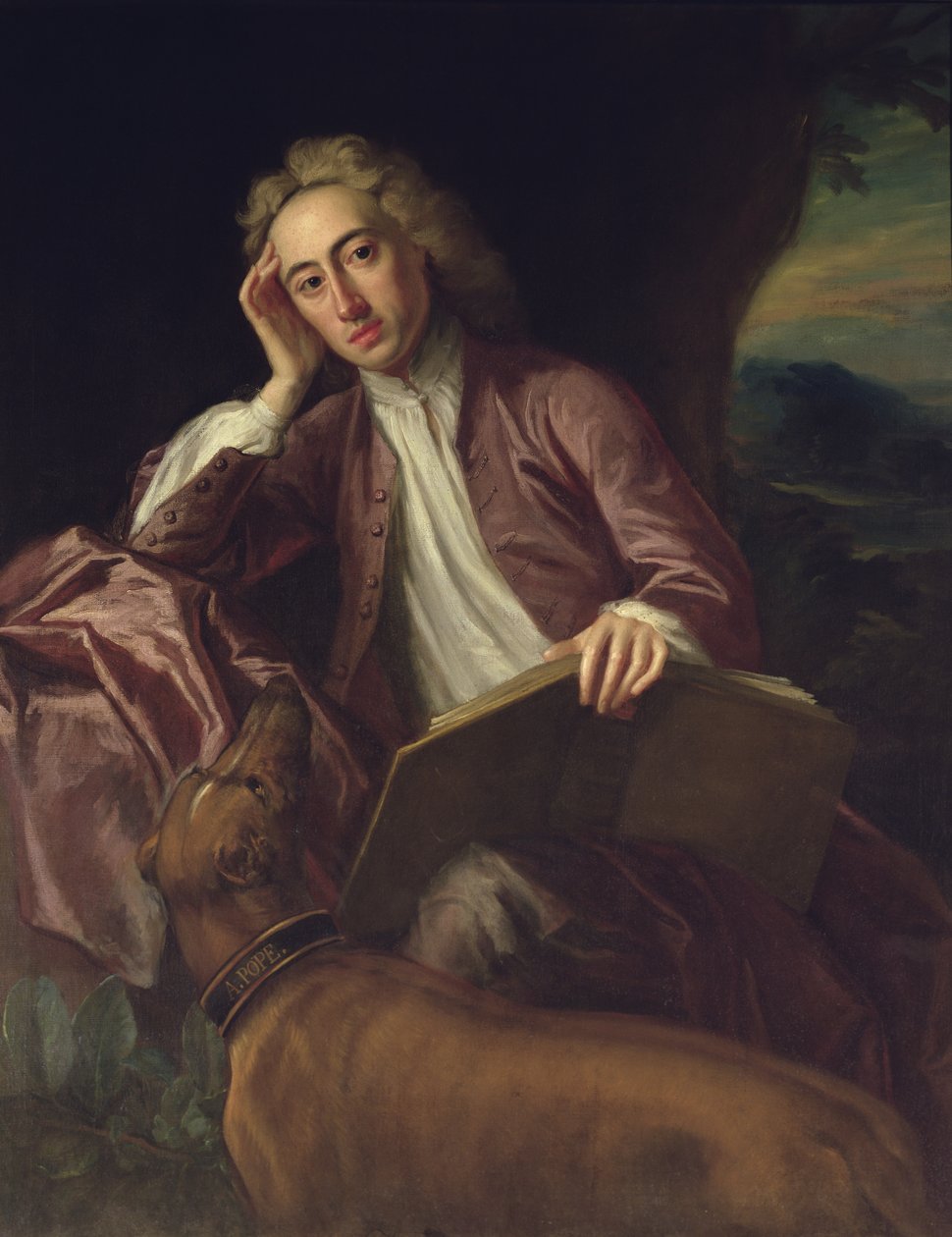 Alexander Pope és kutyája, Bounce, 1718 körül alkotó: Jonathan Richardson