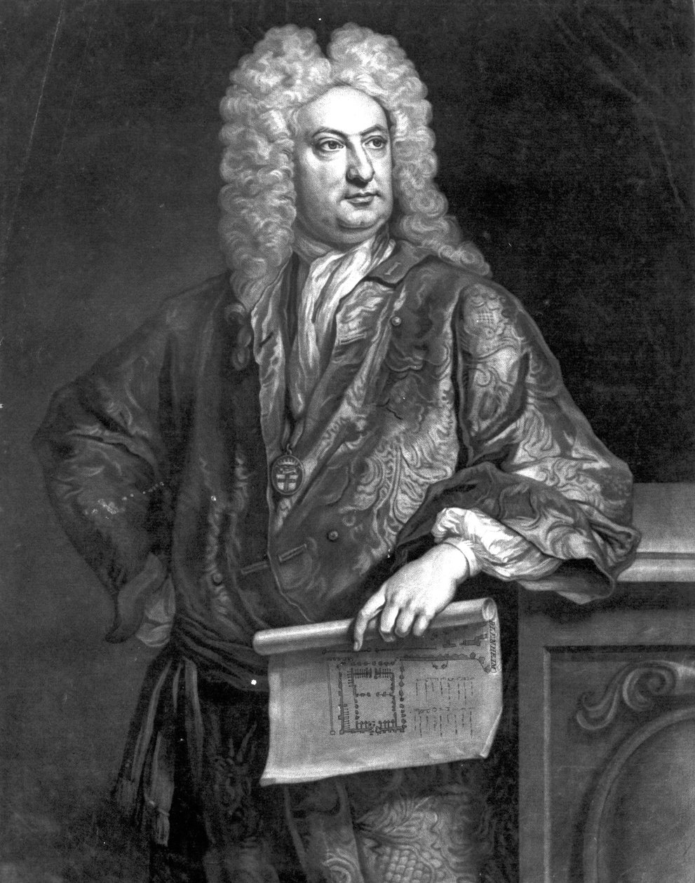Sir John Vanbrugh, ifjabb John Faber metszete, 1727 (mezzotinta) alkotó: Jonathan Richardson
