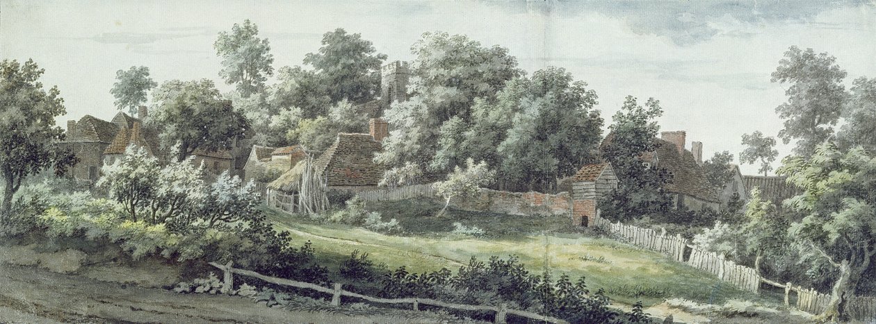 Harbledown, Canterbury közelében, 1757 (wc tollal és szürke tintával, grafittal, papíron) alkotó: Jonathan Skelton