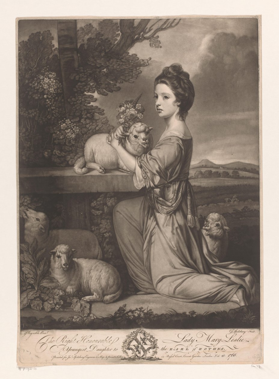 Portré van Mary Leslie The Right Honorable Lady Mary Leslie (cím a tárgyon) alkotó: Jonathan Spilsbury