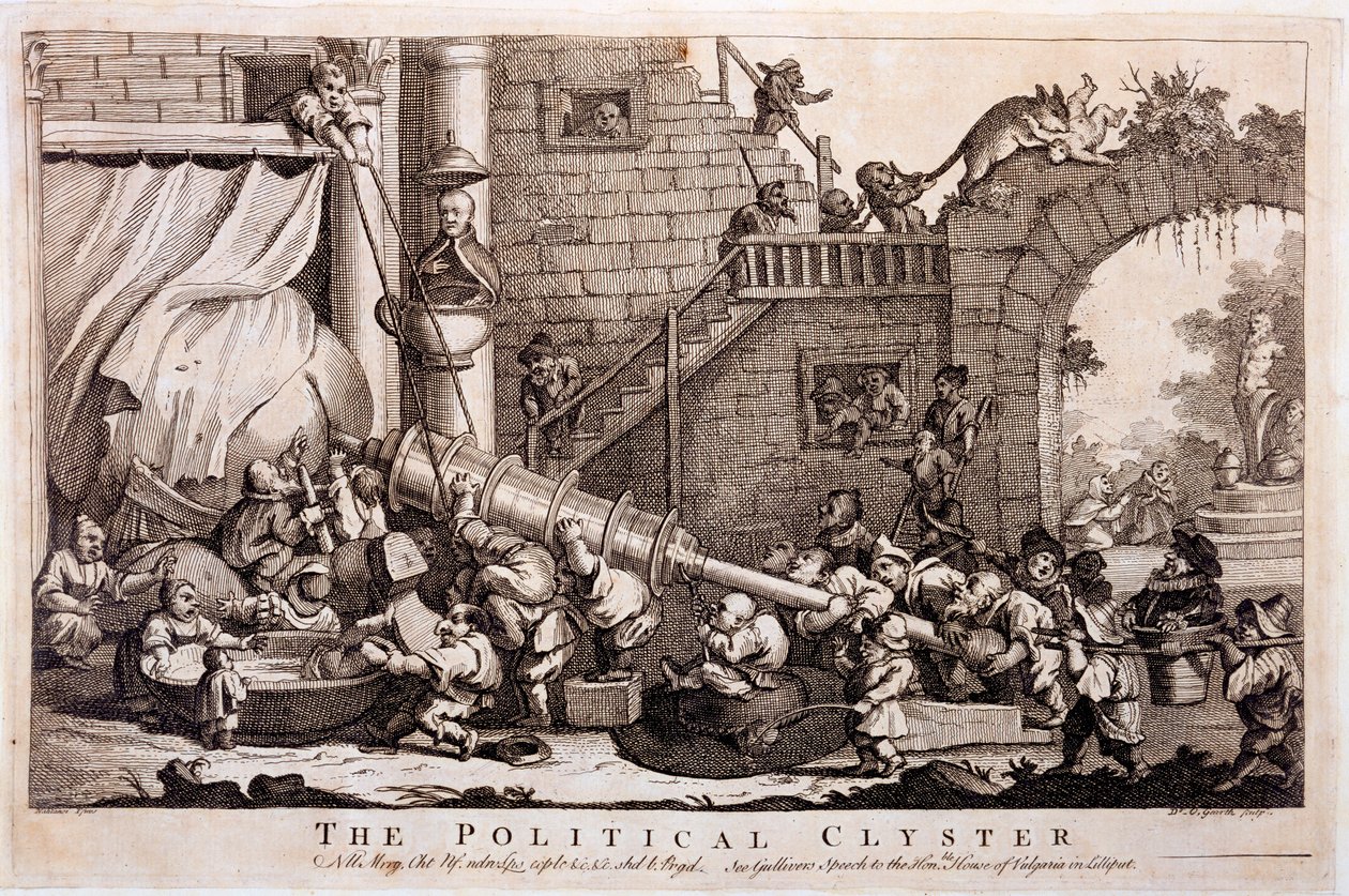The Political Clyster, William Hogarth nyomtatványa, 1757 alkotó: Jonathan Swift