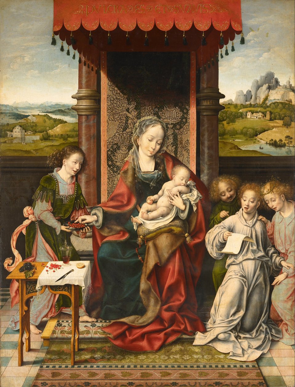 Szűz és gyermek angyalokkal alkotó: Joos van Cleve