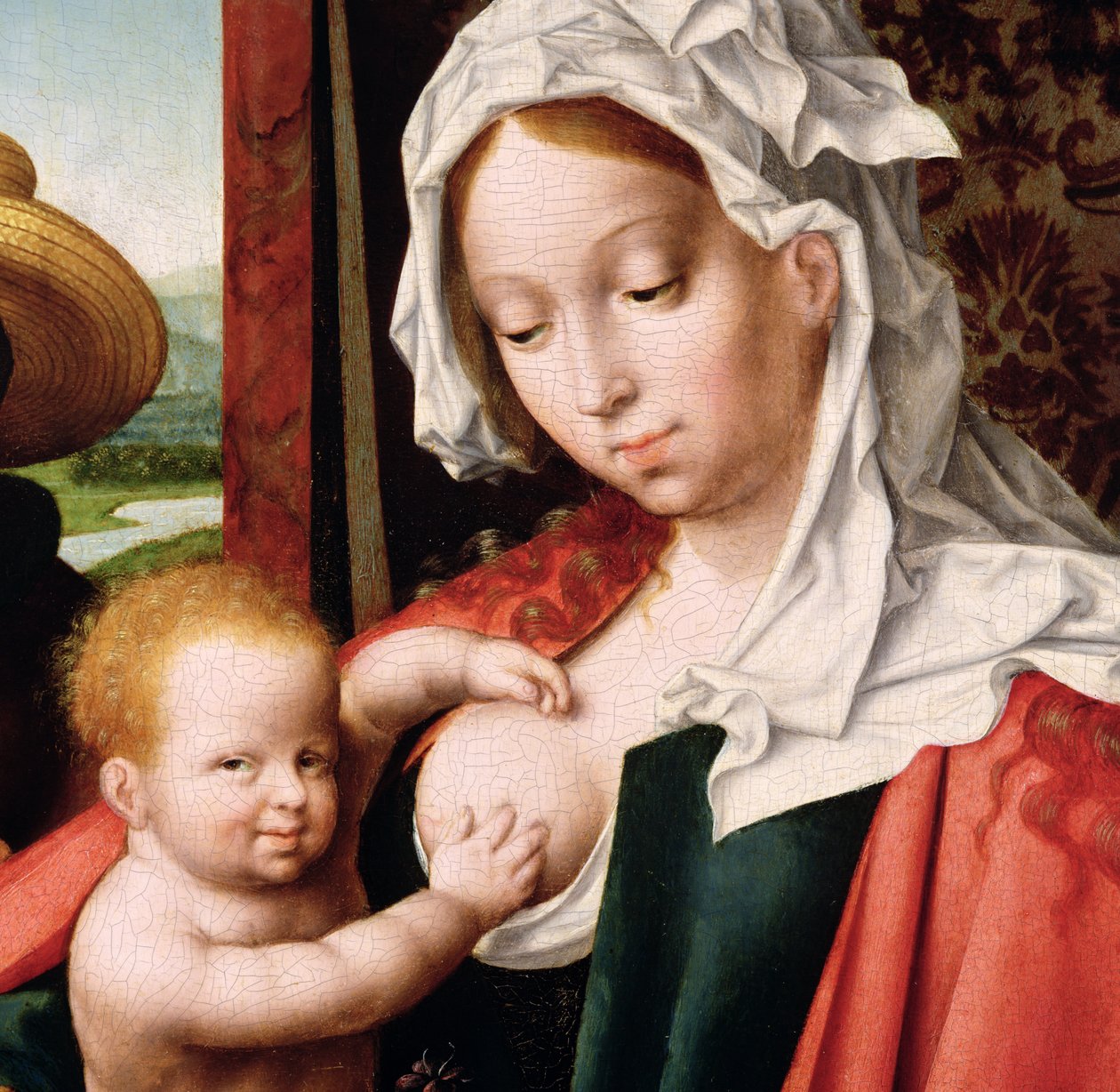 A Szent Család, 1520 körül, olaj, panel részlete 204176 alkotó: Joos van Cleve