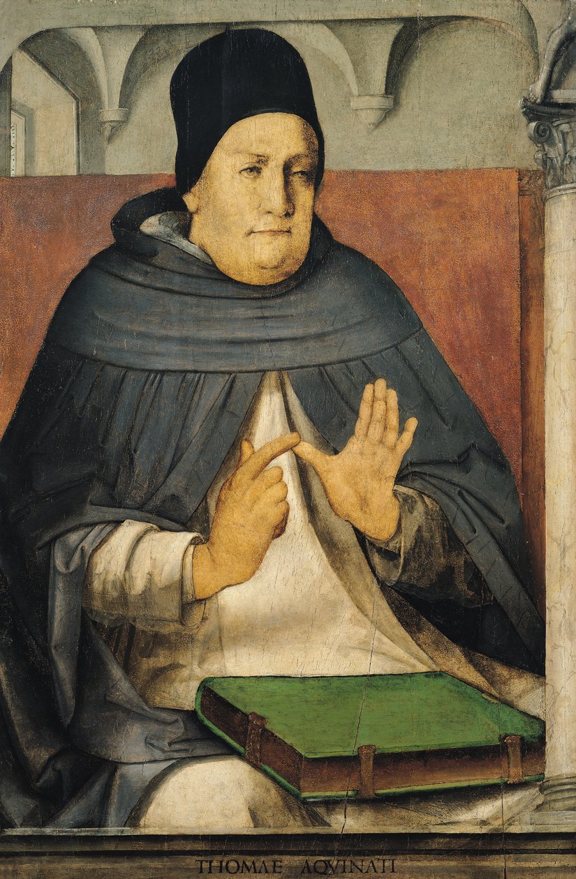 Aquinói Szent Tamás (1225-74) portréja 1475 körül alkotó: Joos van Gent