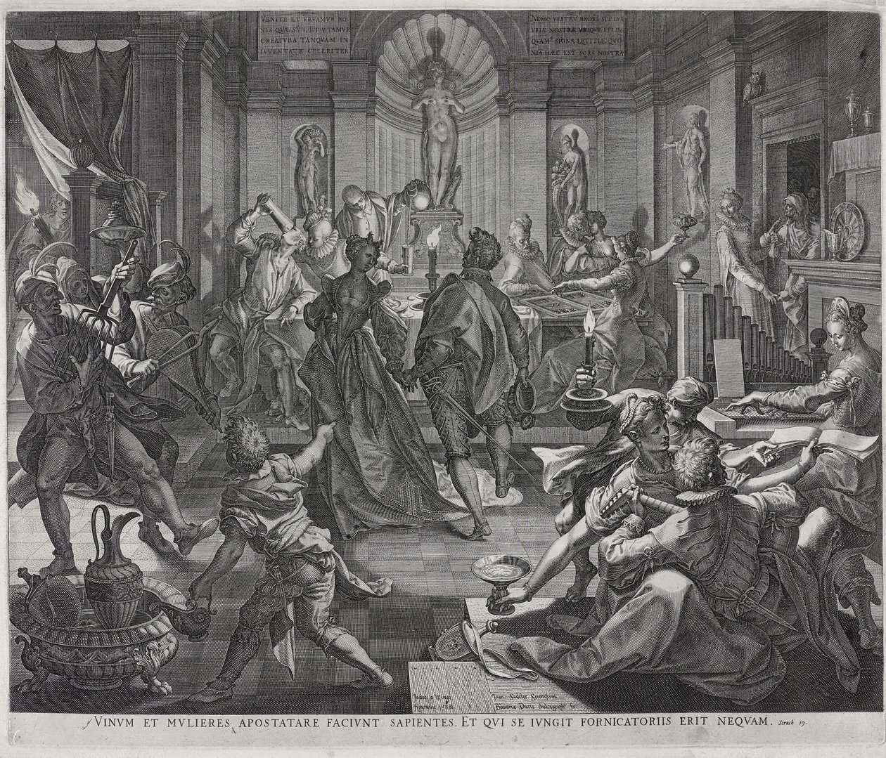 A rossz hírnév háza, vésette Johannes Sadeler I alkotó: Joos or Jodocus van (after) Winghe