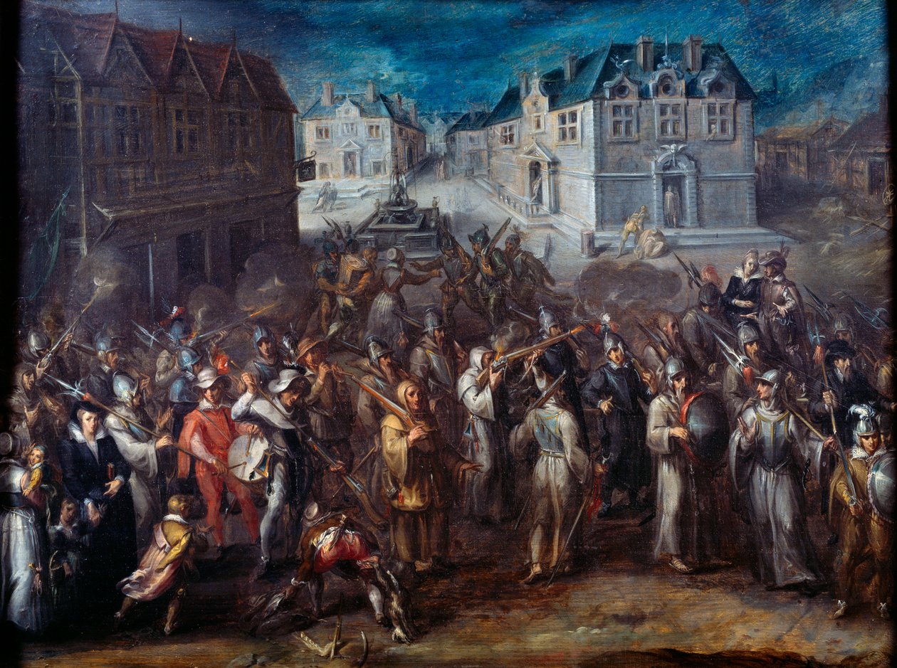 Vallásháborúk katolikusok és protestánsok között: „” Ligamenet 1590-ben vagy 1593-ban””. Joos Van Winghe (1544-1603) festménye, Hollandia alkotó: Joos or Jodocus van Winghe