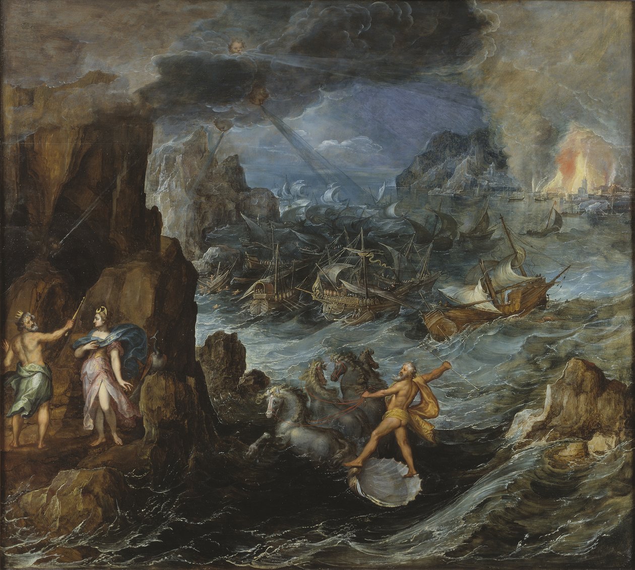 A görög flotta hajótörése a trójai hazaúton, 1585-90 körül alkotó: Joos or Josse de Momper