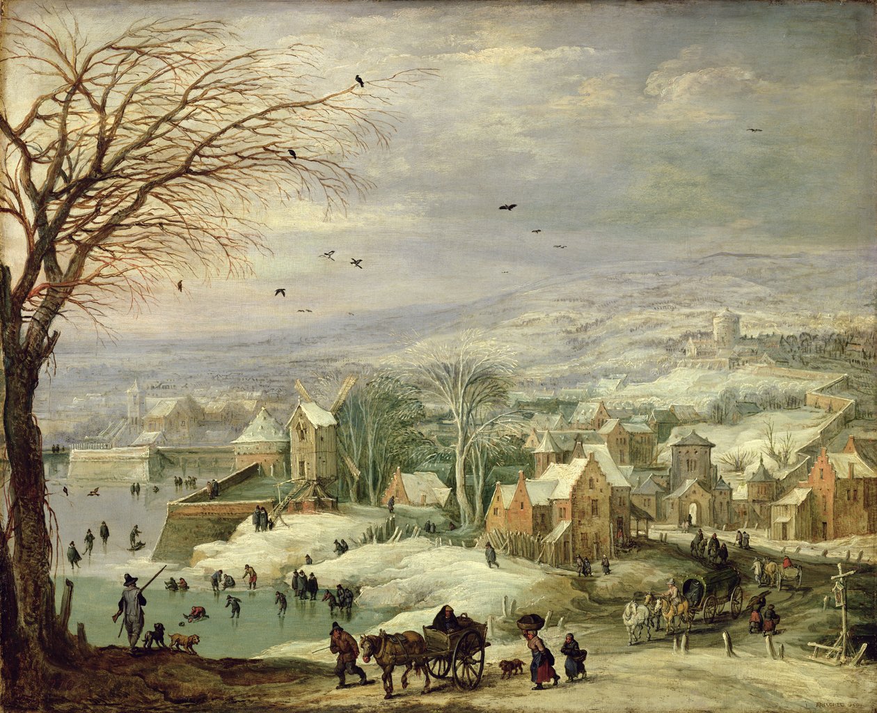 Falusi táj télen, 1615-20 körül (olaj, réz alkotó: Joos or Josse de Momper