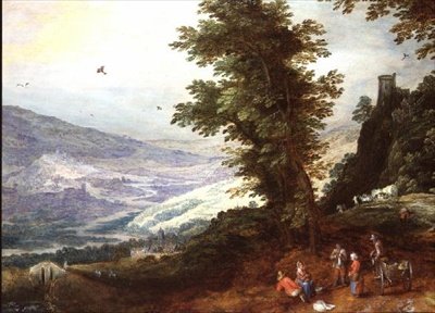 Kiterjedt táj parasztokkal alkotó: Joos or Josse de The Younger Momper