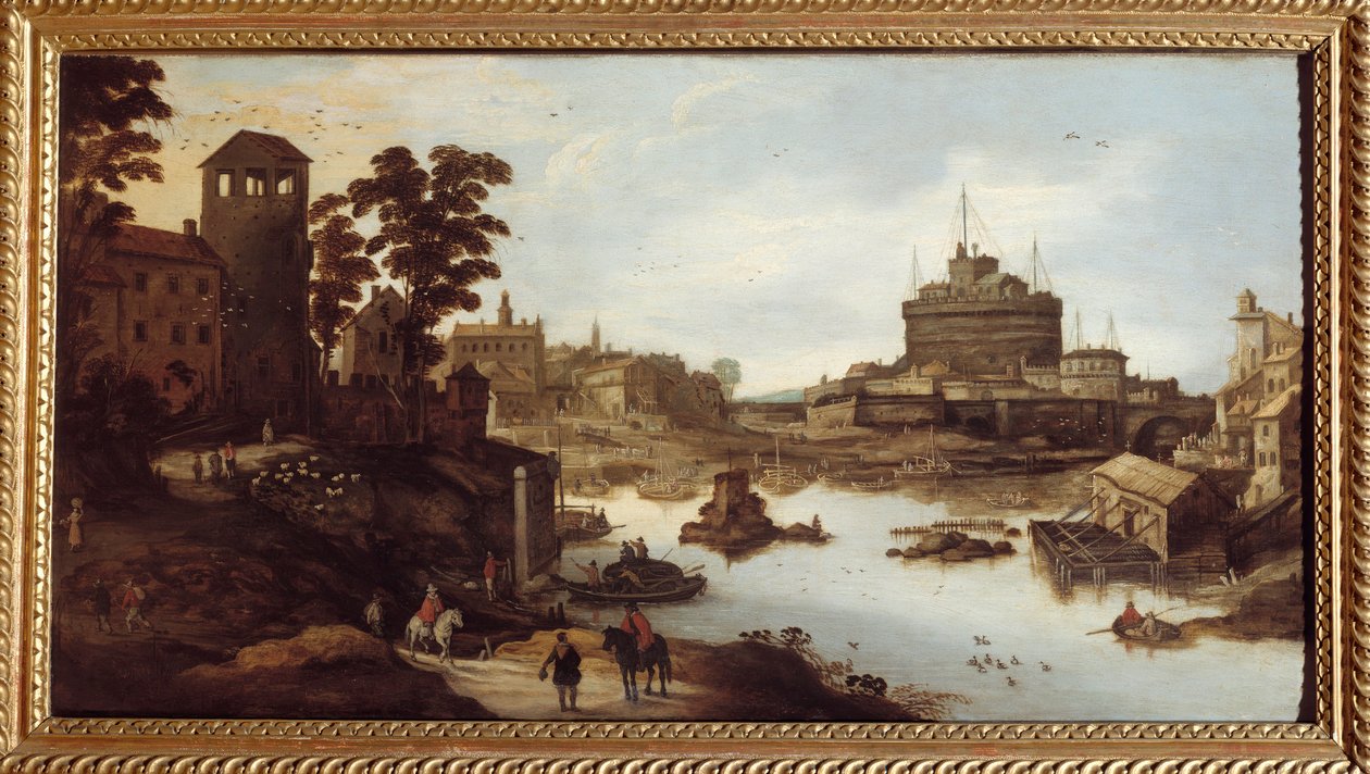 Kilátás a Tiberisre (Tevere) és az Angyalvárra (Castel Sant