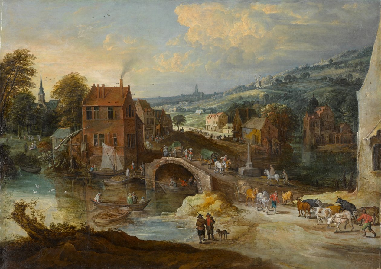 Falusi táj híddal, 1620 körül (olaj, vászon) alkotó: Joos or Josse de The Younger Momper