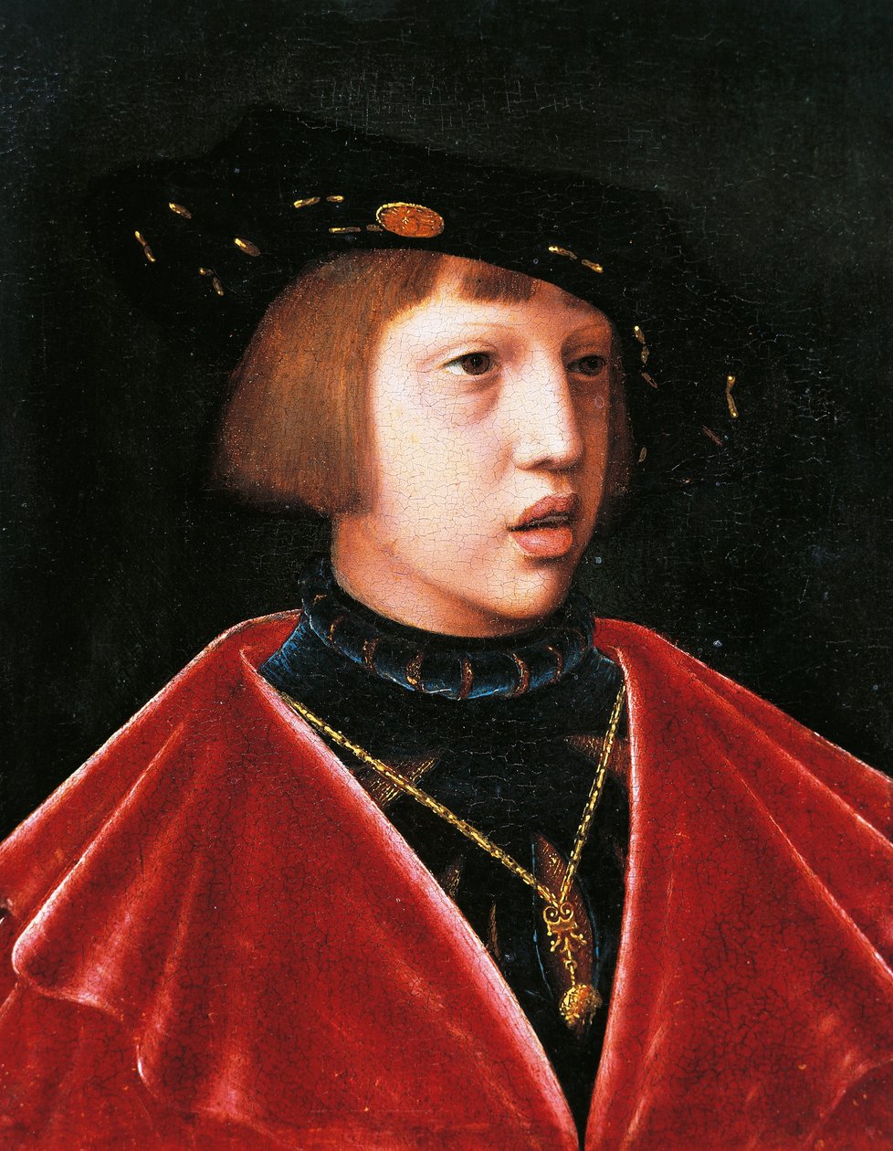 V. Károly gyermekkori portréja (Ghent alkotó: Joos van (attr. to) Cleve
