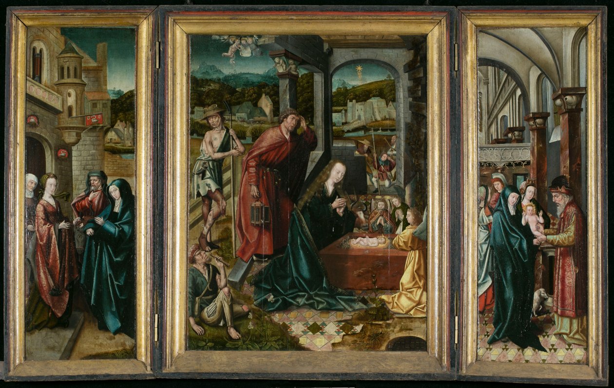 Betlehemi triptichon, 1540 körül (fára festett) alkotó: Joos van (attr. to) Cleve