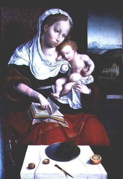 Madonna és gyermeke alkotó: Joos van (school of) Cleve