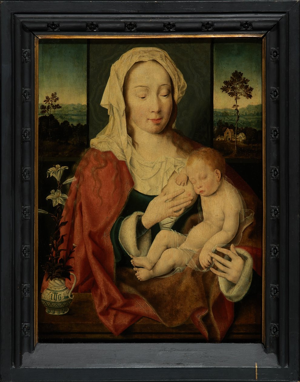 Szent Szűz alvó Jézussal (olaj a panelen) alkotó: Joos van Cleve