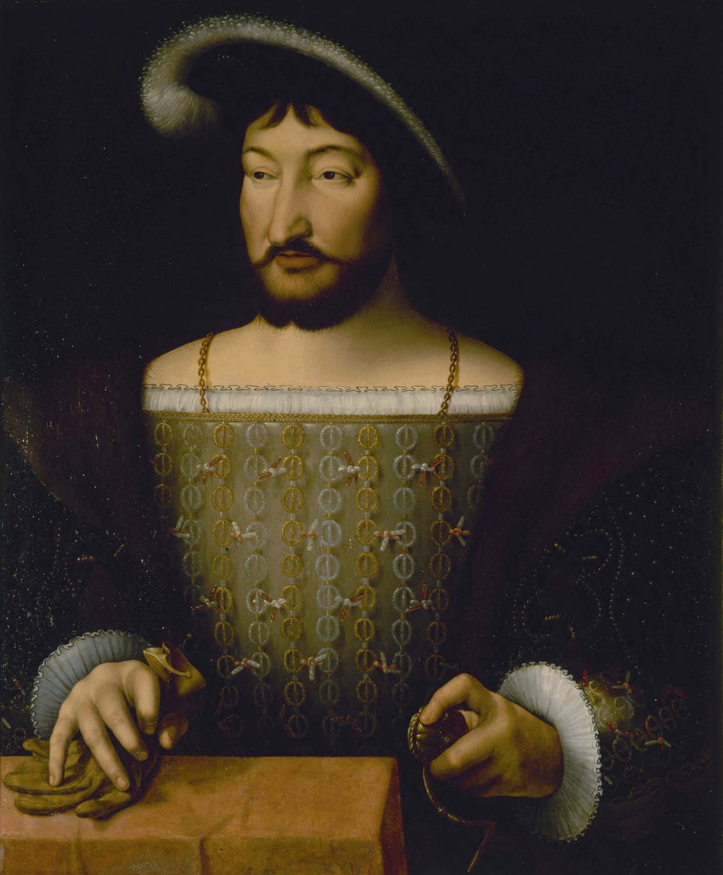 Portrait of Francis I, King of France, c.1535 (oil on anvas) alkotó: Joos van Cleve