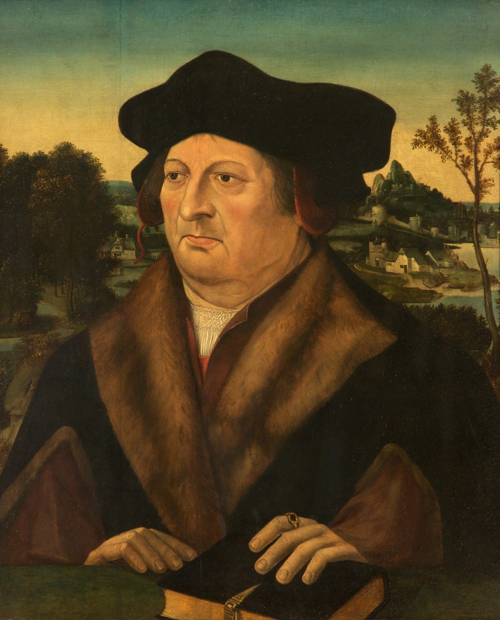 Egy úriember portréja a tájban alkotó: Joos van Cleve
