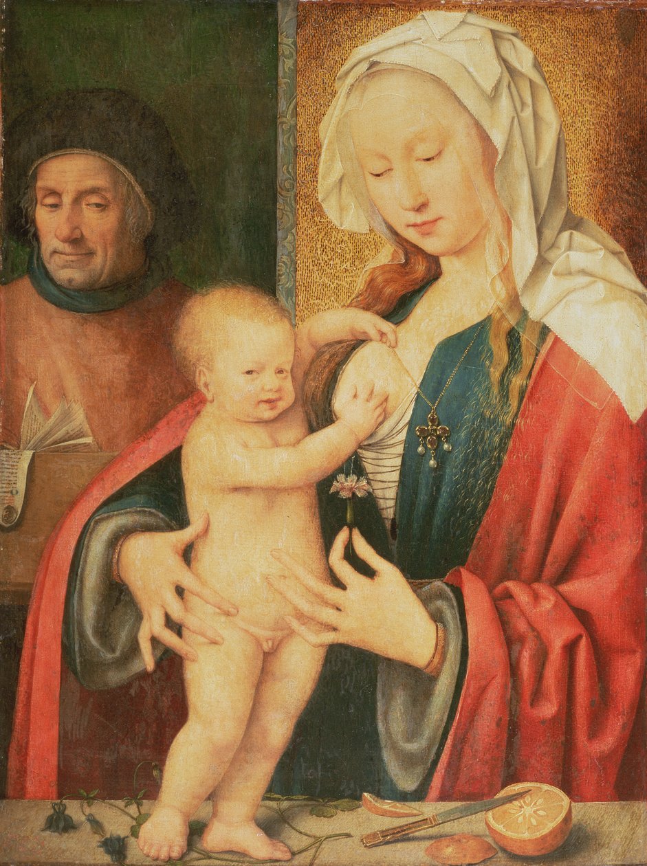 A Szent Család (a panelről átvitt olaj, vászon) alkotó: Joos van Cleve