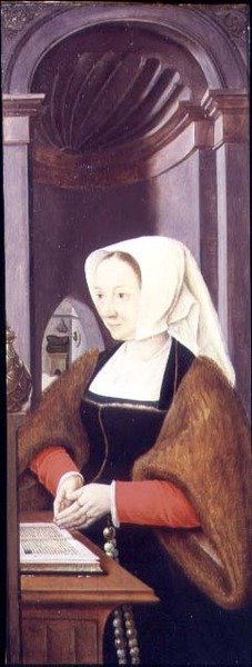 Egy adományozó felesége (triptichon szárnya) alkotó: Joos van Cleve
