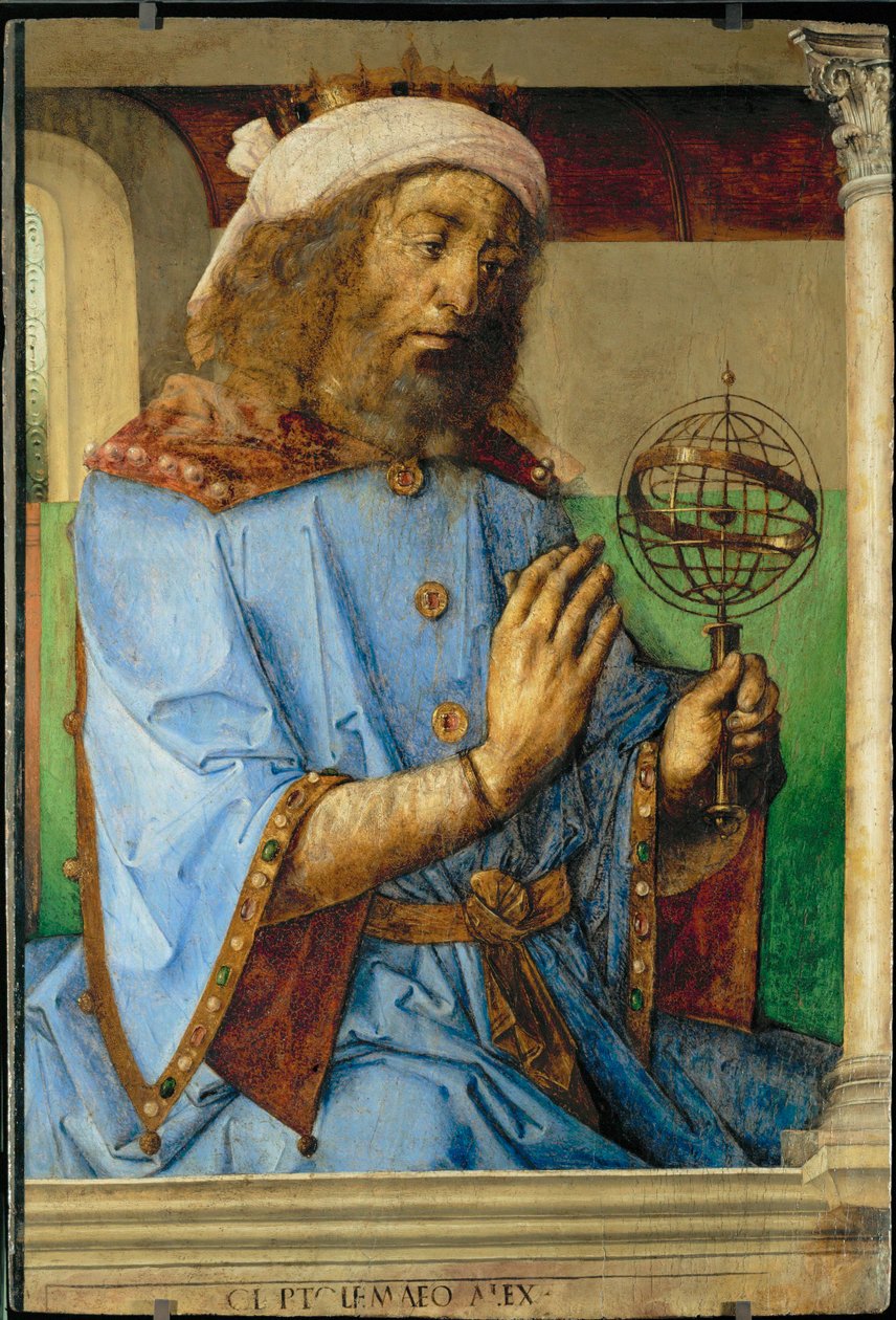 Claudius Ptolemaiosz, görög csillagász és földrajztudós ... alkotó: Joos van Gent (fl.1460 75)