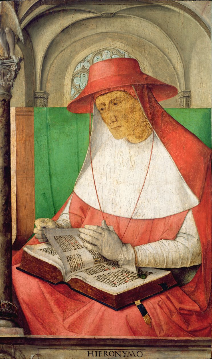 Szent Jeromos portréja (347-420) 1475 körül (panel) alkotó: Joos van Gent