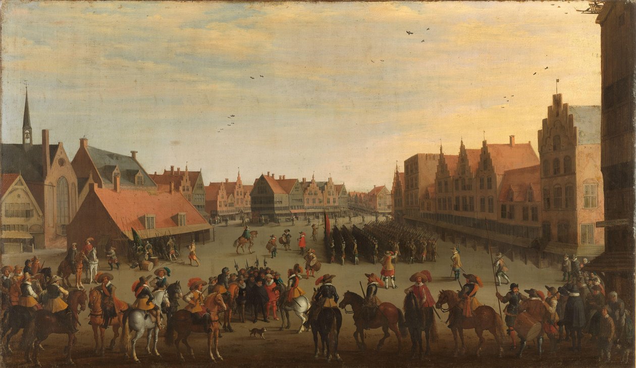 A „Waardgelders” (zsoldosok a városi önkormányzat fizetésében) feloszlatása Maurits herceg által Utrechtben, 1618. július 31. alkotó: Joost Cornelisz Droochsloot