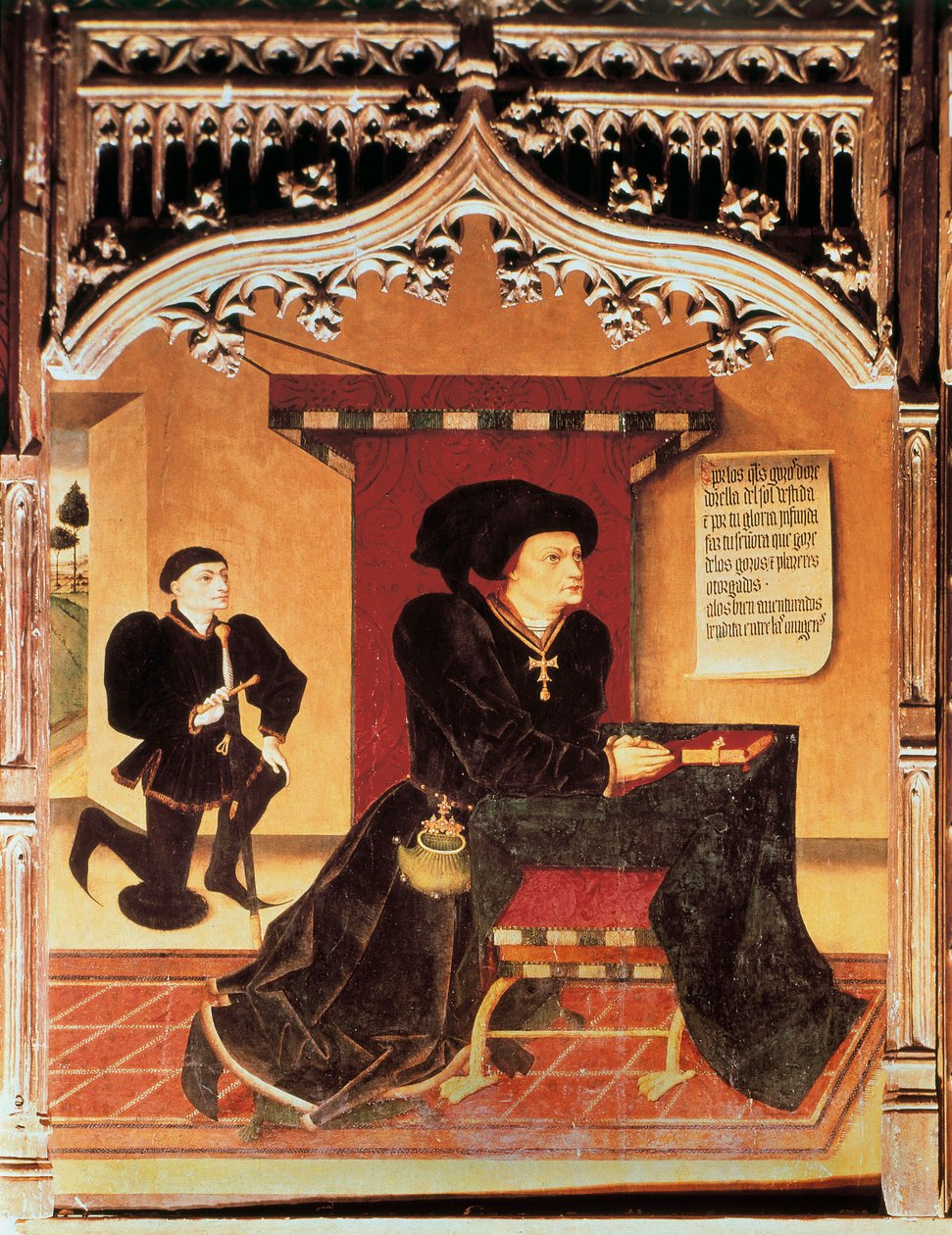 Inigo Lopez de Mendoza, SANTILLANA márki (1398-1458), spanyol lírai költő portréja. A spanyol hercegek gyűjteménye. Jorge INGLES festménye (15. század) alkotó: Jorge Ingles