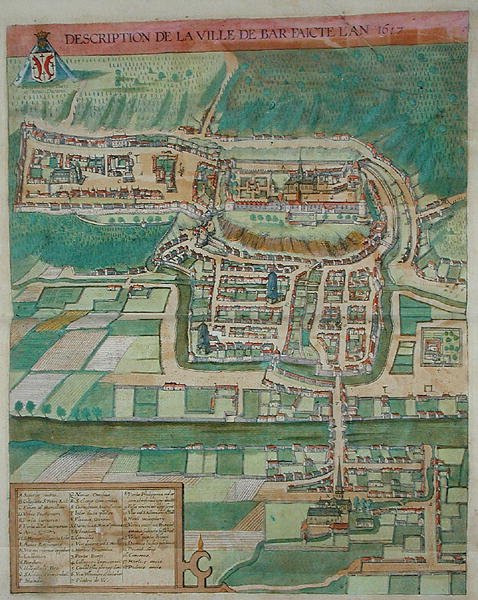 Bar térképe, Georg Braun (1541-1622) és Frans Hogenberg „Civitates Orbis Terrarum” című művéből, 1572 körül (színes metszet) alkotó: Joris (after) Hoefnagel